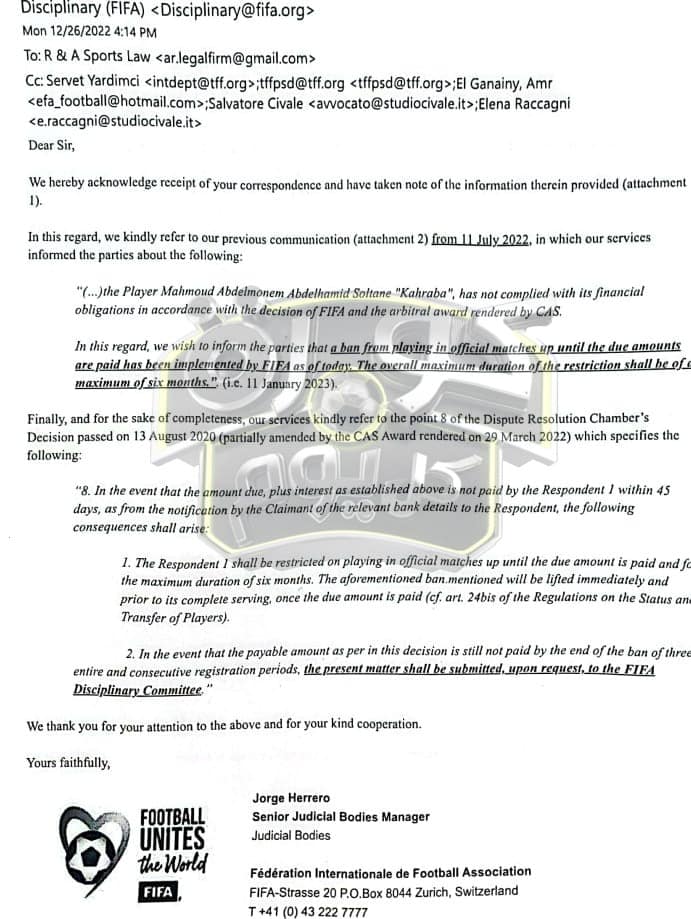 نص خطاب الفيفا