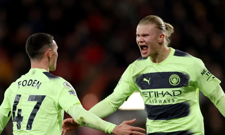 إيرلينج هالاند - فيل فودين - مباراة مانشستر سيتي وبورنموث