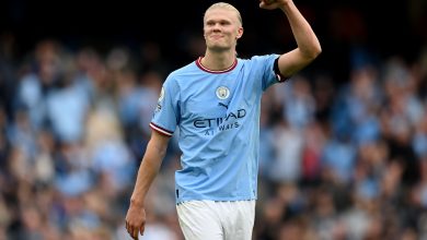 إيرلينج هالاند بعد تسجيل هدف مانشستر سيتي أمام وست هام يونايتد